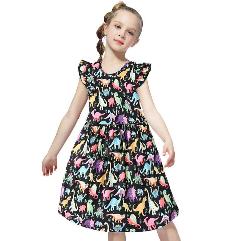 Children Girl Summer Dress Summer Colorful Dinosaur Princess Dress
