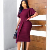 Nina Parker plus Size Dresses Summer Ruffle Sleeve Tight Bandage plus Size Dress