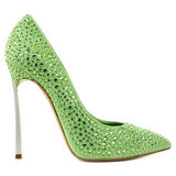Hot Pink Heels Pointed Toe Rhinestone Metal Heel Catwalk Show High Heels
