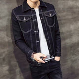 Men Denim Jacket Autumn Boys Denim Jacket Casual Slim Fit