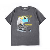 Rhude T Shirt Limited Rhude Vintage Distressed Flying Eagle Motorcycle Printing