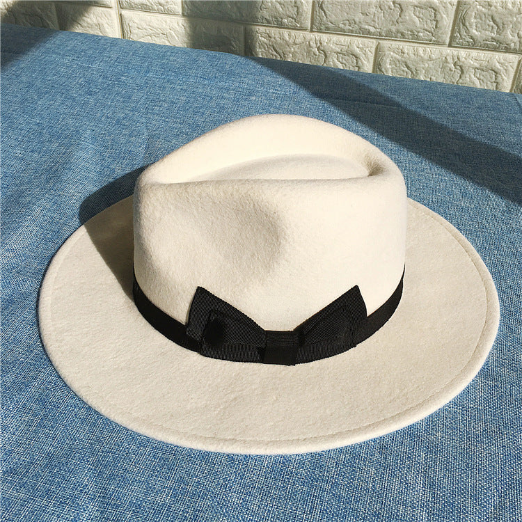 Fedora Golf Hats Autumn and Winter White Hat Female Wool Cowboy Hat