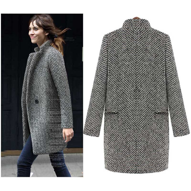 Women Winter Coats Women's Long Sleeve Stand Collar Loose Mid-Length Women's Coat