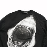 GVC Hoodie Big White Shark Pattern Cotton Round Neck Couple