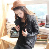 Leather Biker Coat Golden Leather Jacket Women Pu Jackets Punk Rivet Coat Fashion Leather Coat