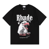 Rhude T Shirt Eagle Print Hip Hop Men's and Women's Same Loose Casual