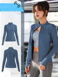 Moisture Wicking Hoodie Sports Jacket Women's Long Sleeve Stand Collar Zip-up Shirt Jacket
