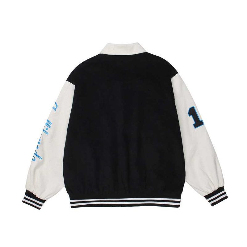 Orange Varsity Jacket Letter Embroidery Contrast Color Stitching Jacket Coat Men's Fall Lapels Baseball Uniform