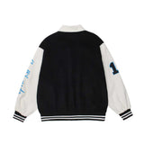 Orange Varsity Jacket Letter Embroidery Contrast Color Stitching Jacket Coat Men's Fall Lapels Baseball Uniform