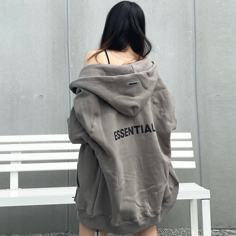 Fog Fear of God Essentials Hoodie Multiline Reflective Letter Zipper Hooded Cardigan Coat