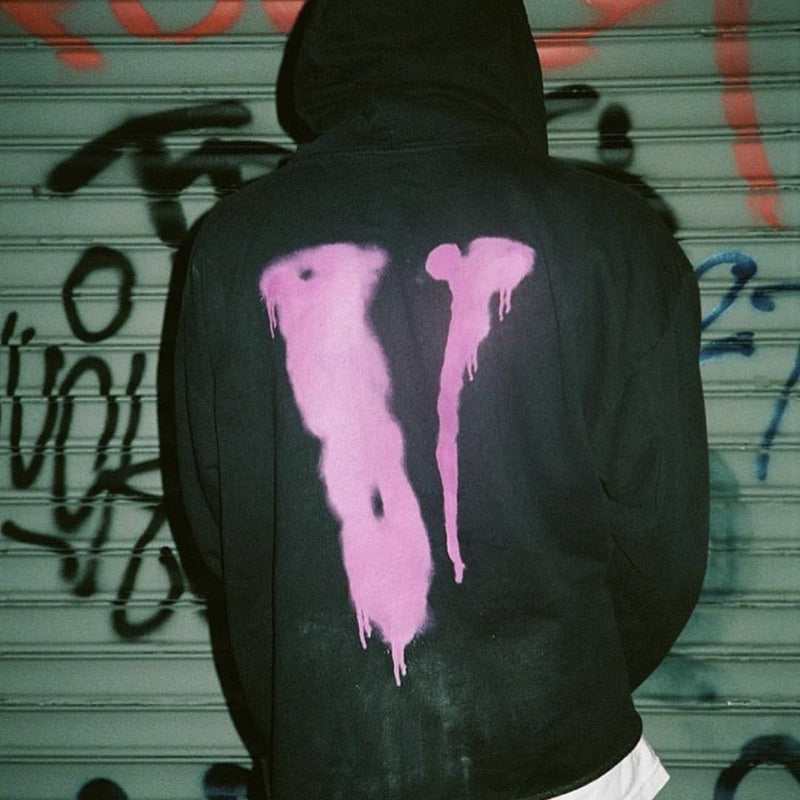 Bone Vlone Hoodie Skull Dissolved Purple Big V Hooded Sweater Men's and Women's Coats