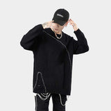 Mens Fall Outfits Solid Color Retro Idle Style Loose Hiphop Couple Sweater
