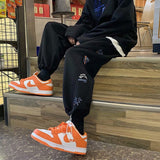 Men Pants Men's Loose Drawstring Casual Trousers Straight