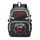 Stranger Things Hellfire Club Backpack USB Rechargeable Student Schoolbag