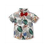 Casual Hawaiian Beach Style Multicolor Bow Printed Shirt Flower Shirt