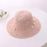 Fedora Golf Hats Pearl Beaded Top Hat Women's Sun-Proof Beach Hat Summer