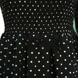 Milkmaid Dress Chiffon Polka Dots Summer Black Retro Square Collar Short Sleeve Mini Dresses