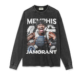 JA Morant Shirt JA Morant Printed Long-Sleeved T-shirt Cotton round Neck Vintage Sports