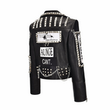Punk Rock Jacket Rivet Graffiti Punk Pu Jacket