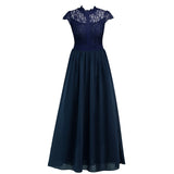 Cocktail Attire for Women Spring Summer Lace Dress Mesh Hollow Chiffon Patchwork Bridesmaid Banquet Dress