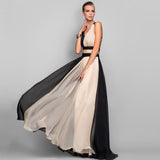 Formal Dresses & Gowns V-neck Sleeveless Color Block Dress
