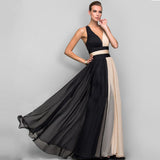 Formal Dresses & Gowns V-neck Sleeveless Color Block Dress
