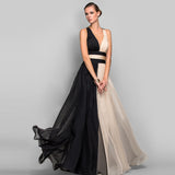 Formal Dresses & Gowns V-neck Sleeveless Color Block Dress