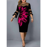 Nina Parker Black Dress Printed Voile plus Size Dress