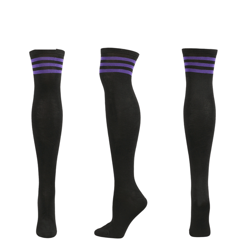 Winter Thick Knit Thigh High Socks Long Stockings Boot Three Bars Knee Socks Dance Stockings
