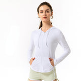 Moisture Wicking Hoodie Sun Protection Yoga Workout Clothes Women's Sport Coat Long Sleeve
