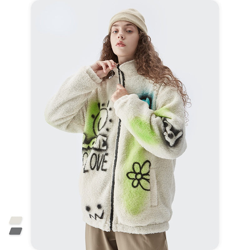 Alaska Varsity Jacket Men's Autumn Winter Retro Baggy Casual Jacket Coat