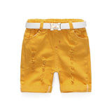 Children Boy Co Ord Summer round Neck T-shirt Ripped Shorts 2 Piece Set