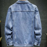 Paisley Denim Jacket Baggy Coat Men's Spring and Autumn Casual Blue plus Size Jacket