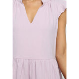 Mauve Dress Summer V-neck Sleeveless Pleated Solid Color Cotton Dress For Women