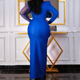 Nina Parker plus Size Dresses plus Size Mesh Stitching Formal Dress Dress
