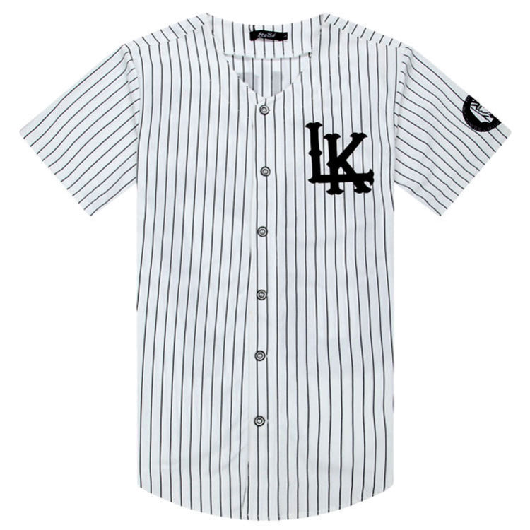 Baggy Baseball Jersey Striped Hip Hop Baseball Shirt Short Sleeve