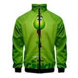 Grinch Hoodie 3D Printed Stand Collar Zipper Sweater for Men and Women