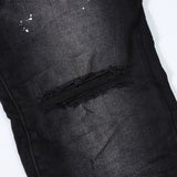 Purple Brand Jeans Black Paint Distressed Straight Jeans