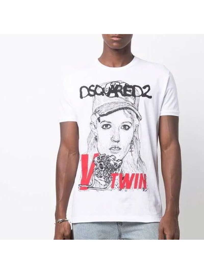 Dsq2 T Shirt Printed Short-Sleeved T-shirt round Neck Men and Women