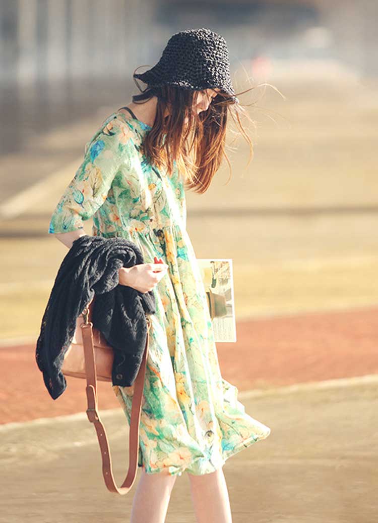 Summer Vintage Printed Dress Cottagecore Aesthetic Flowy Adventure Dress