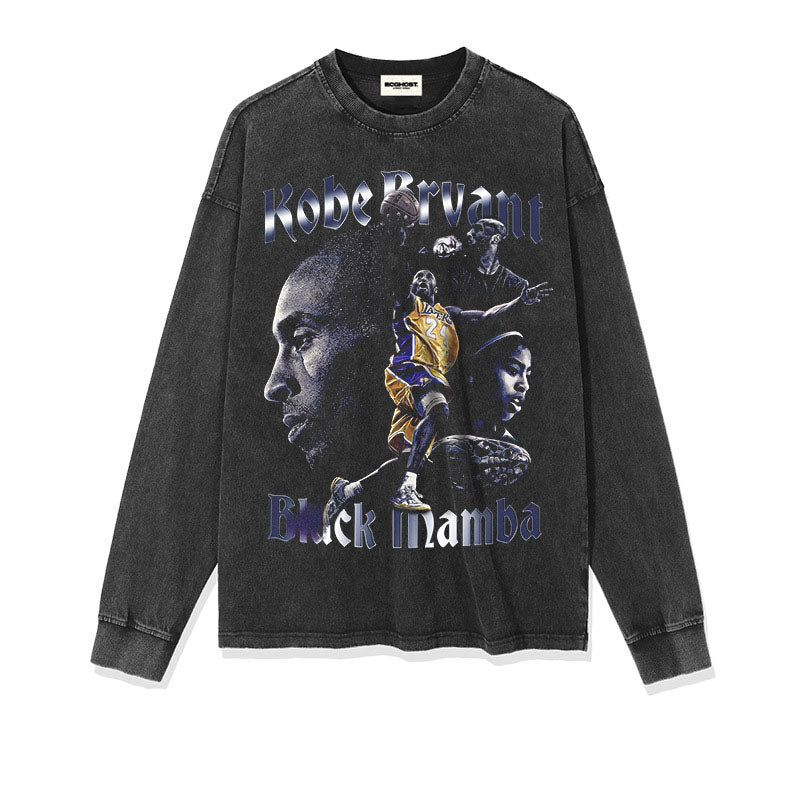 Kobe Shirt Tribute to Kobe Black Mamba Loose Heavy Long Sleeve T-shirt Pure Cotton
