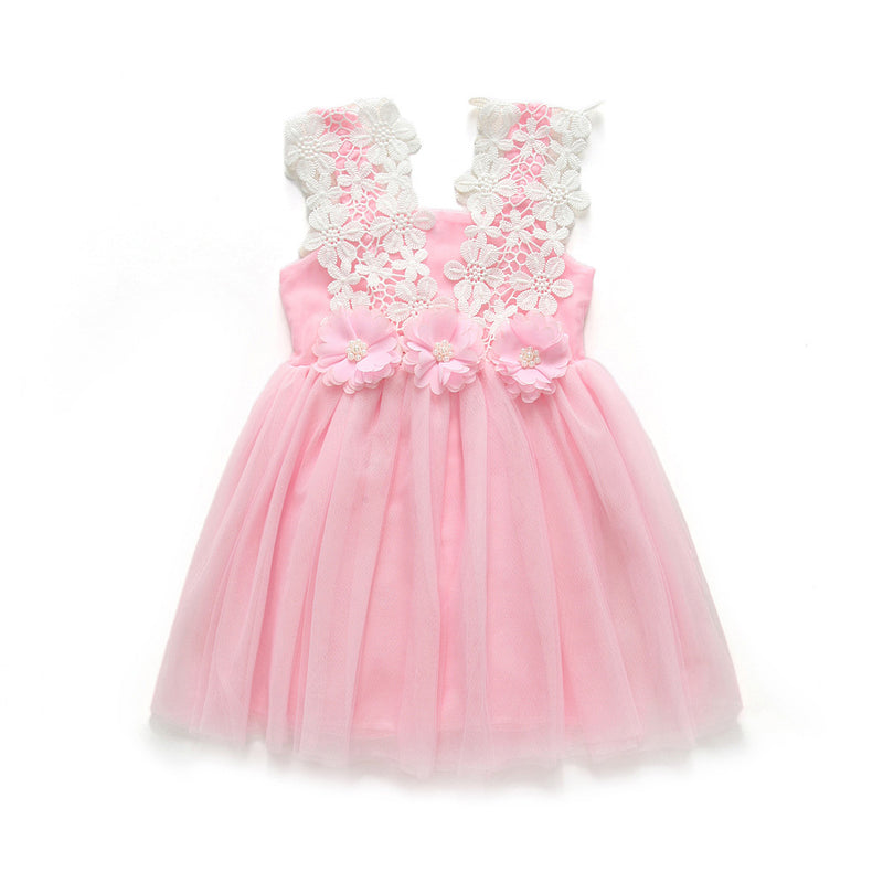 Girl Dress Lace Flower Vest Princess Dress