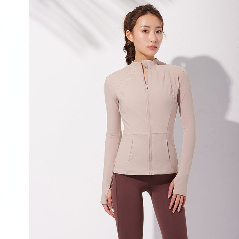BBL Jacket Spring Yoga Jacket Women's Stand Collar Zipped Sports Coat Long Sleeve