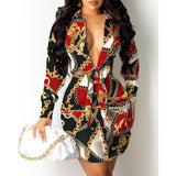 Nina Parker Graffiti Dress Long Sleeve Tied Shirt Dress