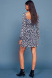 Milkmaid Dress Ruffled Retro Square Collar Puff Sleeve Blue Polka Dots Corset Dress