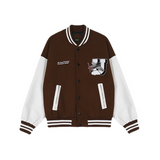 Brown Cropped Varsity Jacket Autumn and Winter Baseball Uniform