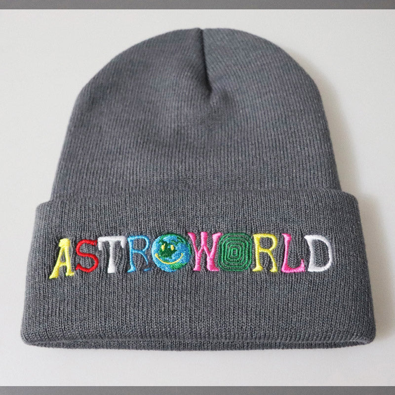 Travis Scott Astroworld Cap Color Embroidery Knitted Hat Pullover Men and Women Beanie Hat