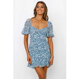 Milkmaid Dresses Summer Short Sleeve Square Collar Lotus Leaf Dress