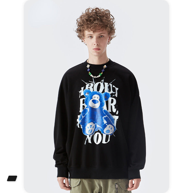 Preppy Aesthetic Sweatshirt Men's Autumn Printed round Neck Loose