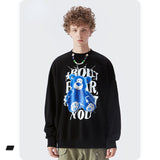 Preppy Aesthetic Sweatshirt Men's Autumn Printed round Neck Loose